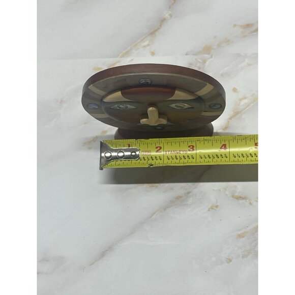 Wooden Inlay Sun Face figurine - Picture 9 of 10